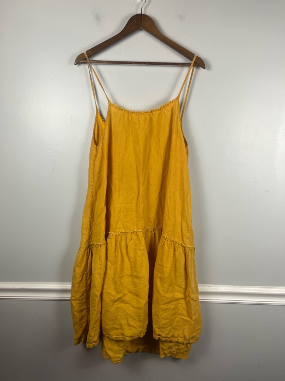 Sauths Bella golden yellow 100% linen sustainable dress size small